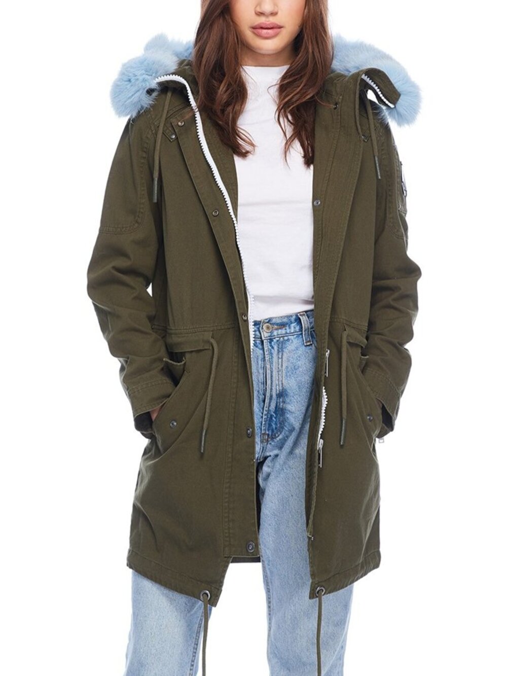 Moose Knuckles Mainville Olive Green Canvas Fur-Hood Zip Parka